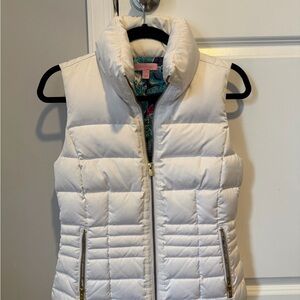 Lilly Pulitzer Cream Quilted Vest with Gold Accents